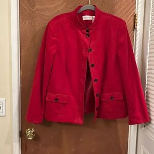 Red Suede like Alfred Dunner Blazer 18 Mandarin Collar